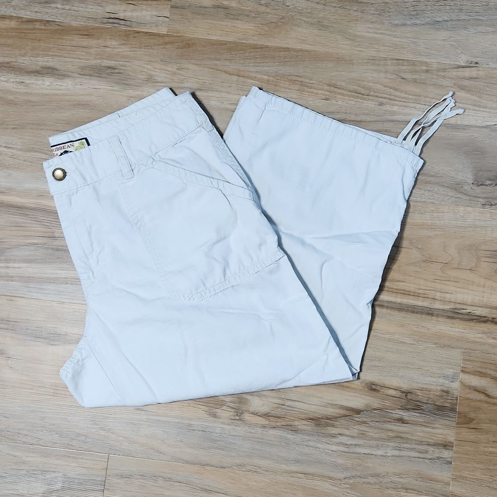 🔺️Caribbean Joe Hurricane Twill Cargo Tied Cuff Capri Pants Size 6